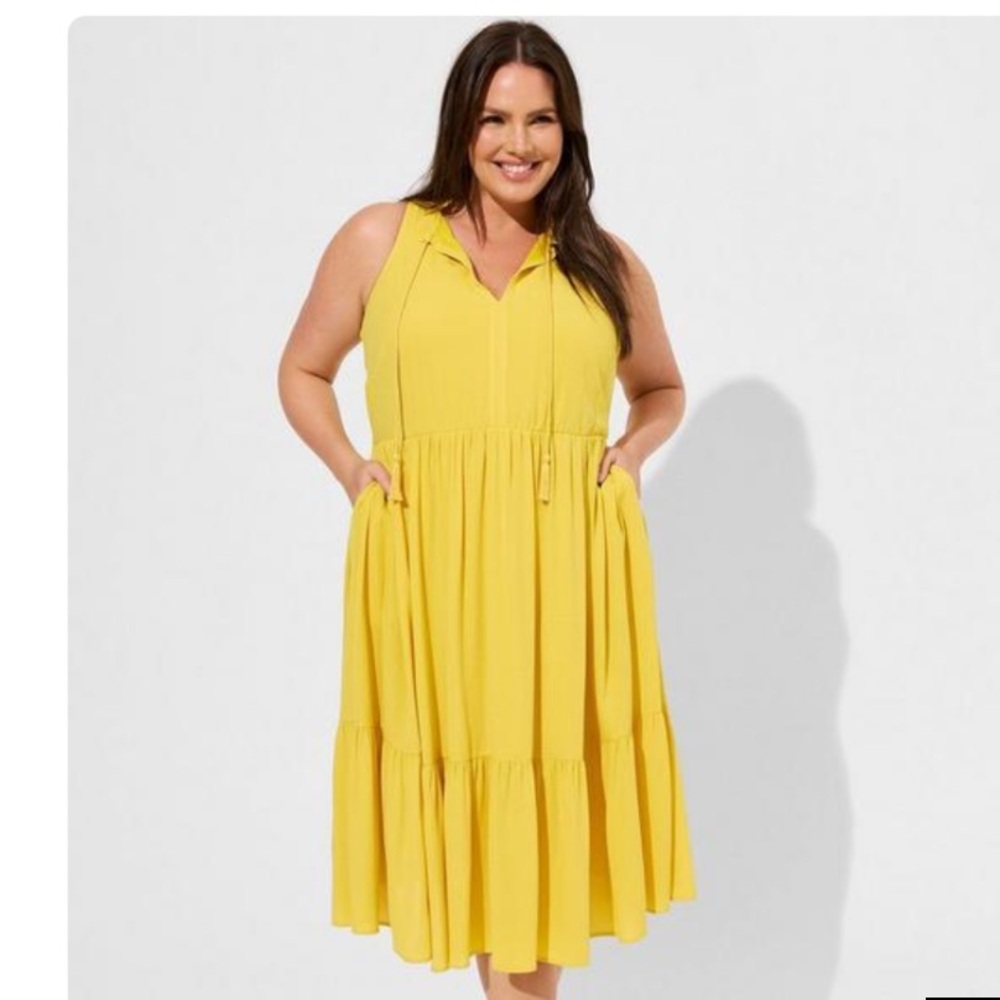Torrid Midi Wash Gauze Tiered Dress 2X